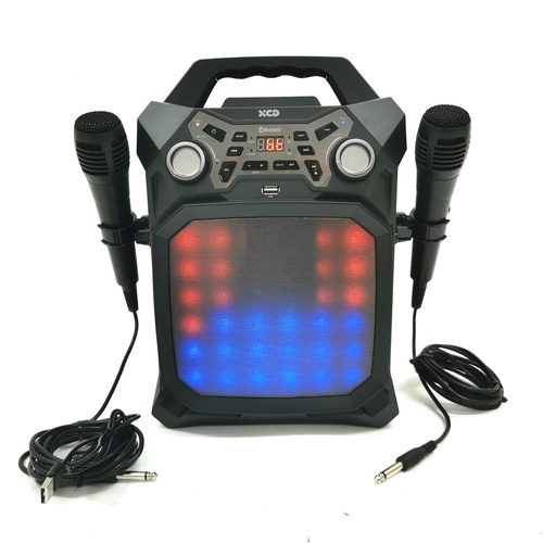 XCD Bluetooth Karaoke Party Machine RGB Lights 2 Mics XCDKARPTYBK
