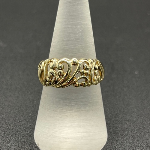 Ladies 9ct Yellow Gold Filigree Ring