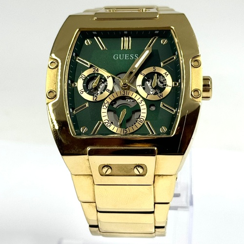 Guess Phoenix GW0456G3 Gold Square Green Dial Multifunction Mens Watch
