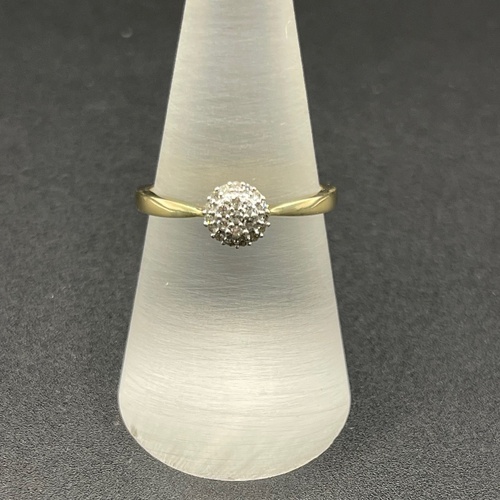 Ladies 10ct Yellow Gold Natural Diamond Cluster Ring