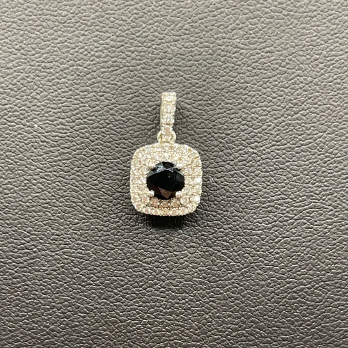 Ladies 10ct White Gold Blue Sapphire & Diamond Pendant