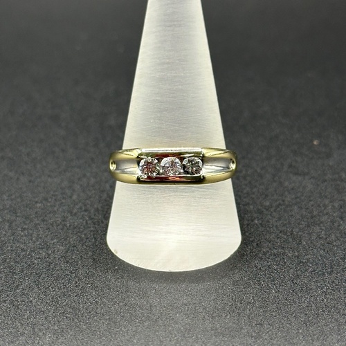 Mens 10ct Yellow Gold Natural Diamond Ring
