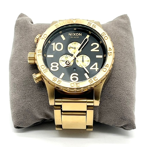 Nixon Simplify The 51-30 Chrono All Gold Black Stainless Steel Mens Watch