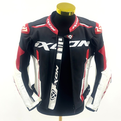 Ixon Vortex 2 Mens Riding Jacket Size M Leather CE Armor Black White Red