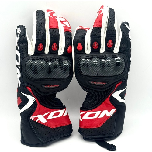 Ixon RS Circuit-R Gloves Size M Leather Racing Motorcycle Black White Red