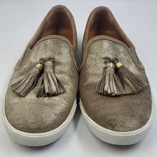 Jimmy Choo Dale Flat Metallic Suede Slip-ons Tassel Loafers - Size 40 - Authentic
