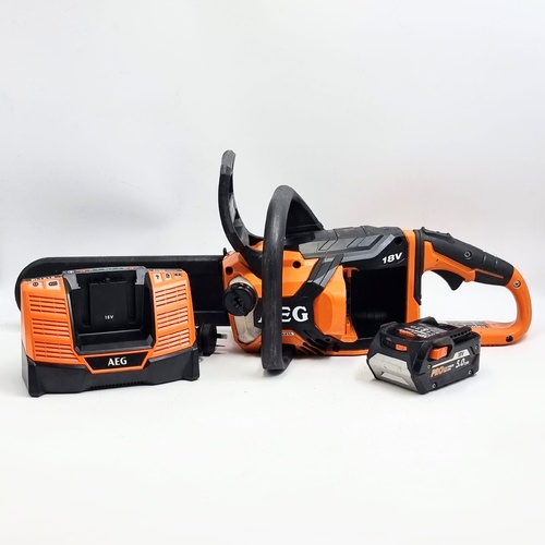 AEG 18V Brushless 12" Chainsaw Kit - Includes 5.0Ah Battery & BL1218 Fast Charger - ACS18B