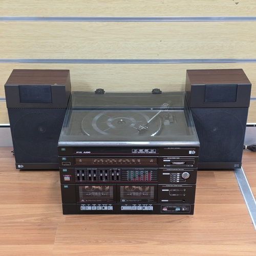 PYE Audio EAK1005A Vintage Stereo System with Turntable Dual Cassette and Radio