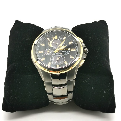 Seiko Coutura Perpetual Two Tone Solar Chronograph V198-0AB0 Watch