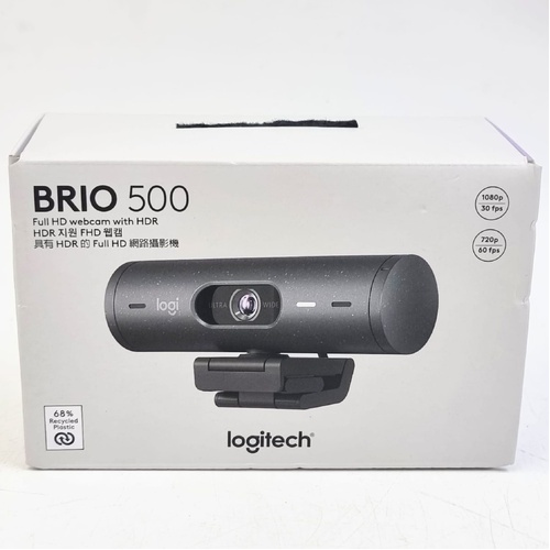 Logitech Brio 500 Full HD 1080p Webcam with HDR, Auto-Light Correction & Noise-Reducing Mics - Graphite