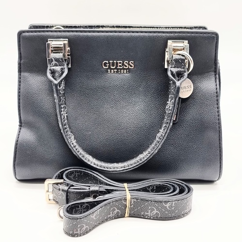Guess Erica Triple Compartment Shoulder Bag Black Crossbody Strap