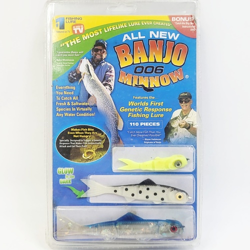 Banjo Minnow 006 Fishing Lure Set 110 Pieces Soft Plastic Baits Kit for Bass Freshwater & Saltwater Fishing
