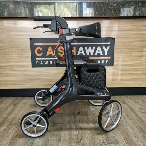Hero+ 136kg SWL Carbon Fibre Seat Walker with Hand Brakes and Basket