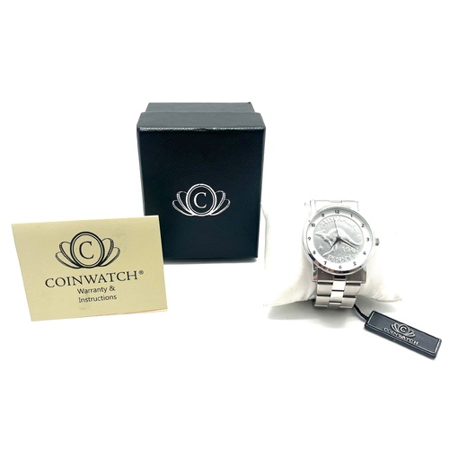 Mens Coinwatch Australia 1961 Kangaroo Penny Quartz Stainless Steel Watch