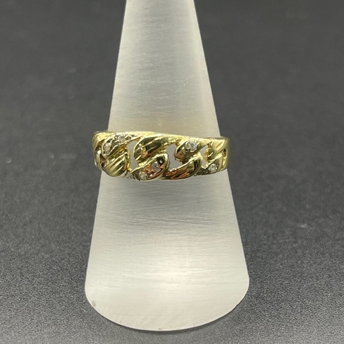 Unisex 18ct Yellow Gold Curb Link Pattern Ring