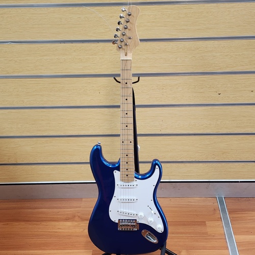 Electric Guitar 6 String S-Style Metallic Blue Maple Neck SSS Chrome