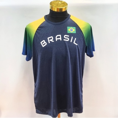 Braziline Brasil Soccer Shirt Mens Large Navy Blue Green Yellow Jersey