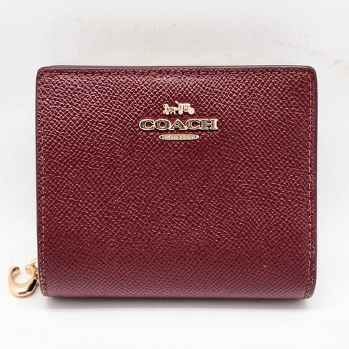 Coach Snap Wallet in Crossgrain Leather Dark Wine CCM75 Bifold