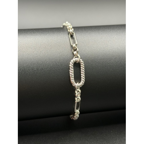 Ladies 925 Sterling Silver Paperclip & Belcher Link Bracelet