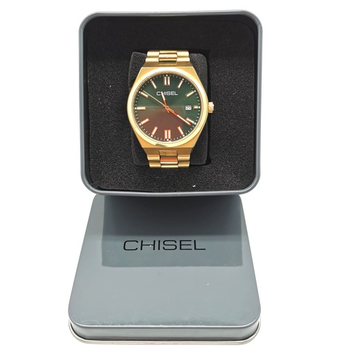 Chisel Green Dial Gold Tone Stainless Steel Mens Analog Watch 5821044