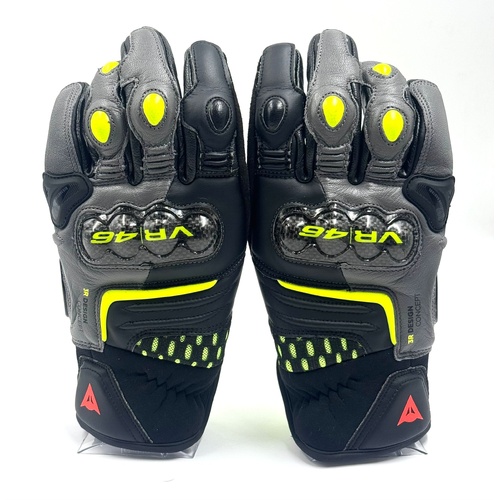 Dainese VR46 Sector Short Cuff Riding Gloves Size S 8 Black Yellow Motorcycle Gloves
