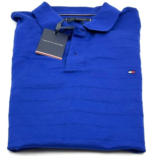 Tommy Hilfiger Jacquard Striped Polo Shirt Regular Fit Men's Size M Classic Casual Designer Top