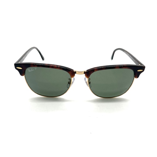 Ray-Ban RB3016F Clubmaster Classic Red Havana Green Lenses Sunglasses