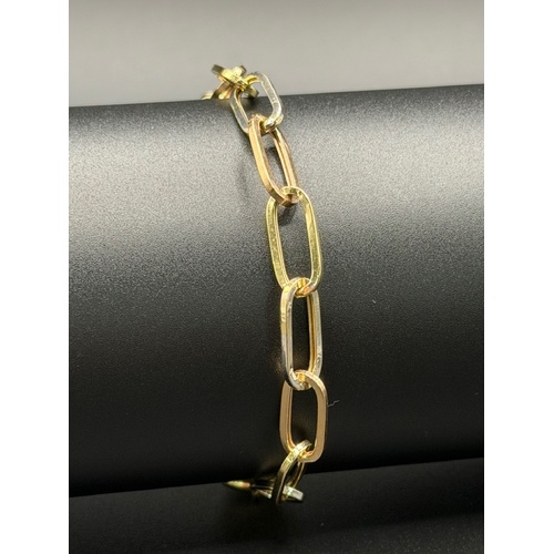 Ladies 14ct Yellow Gold Paperclip Link Bracelet 