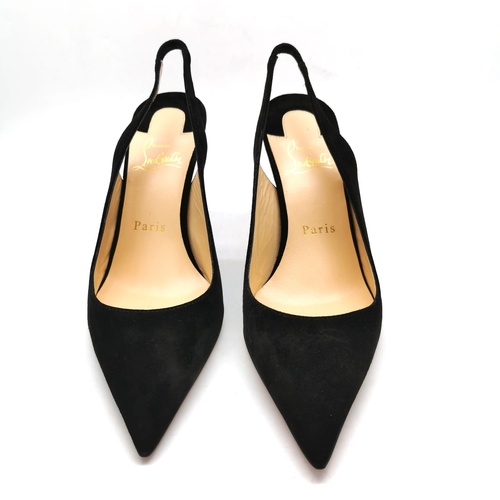 Christian Louboutin Kate Sling 85 Veau Velours Black Heels Size 37