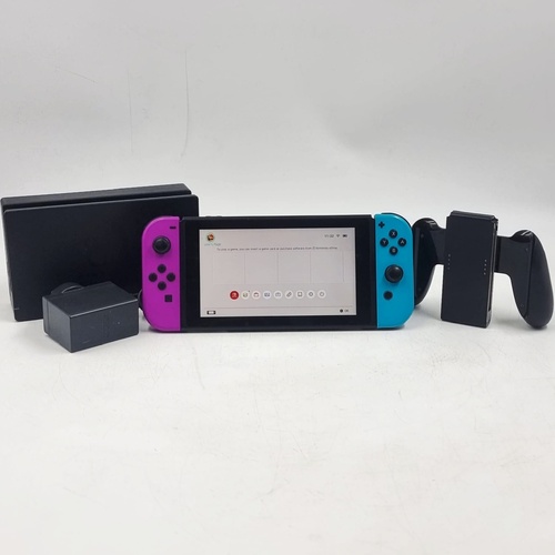 Nintendo Switch V2 Console HAC-001(-01) Neon Purple/Blue - Includes with Dock & Cords