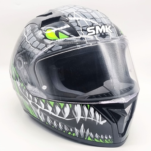 SMK GL268 Stellar Taotei Full Face Helmet Black Grey Green Size M