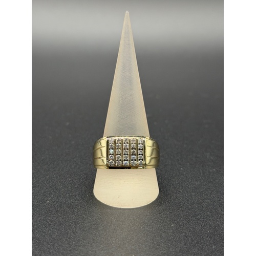 Mens 10ct Yellow Gold Diamond Ring