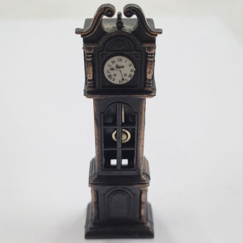 Antique Metal Pendulum Clock Pencil Sharpener Vintage Collectible Desk Decor