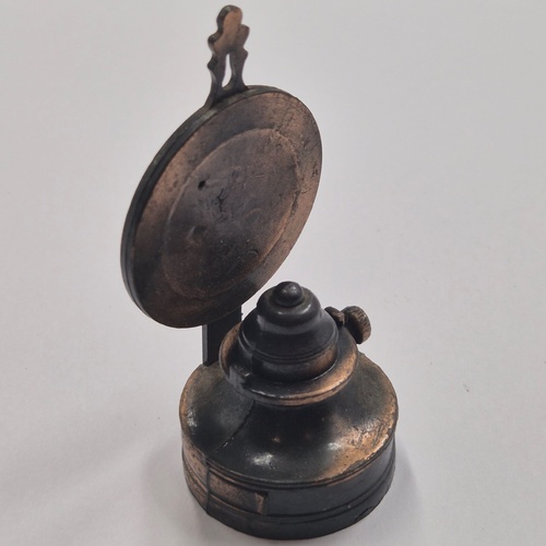 Antique Metal Pencil Sharpener Oil Lamp Vintage Miniature Collectible Desk Decor
