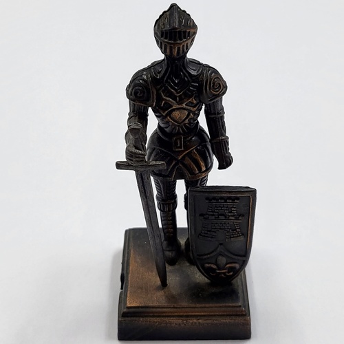 Antique Metal Pencil Sharpener Knight Warrior Medieval Collectible Desk Decor Vintage Style