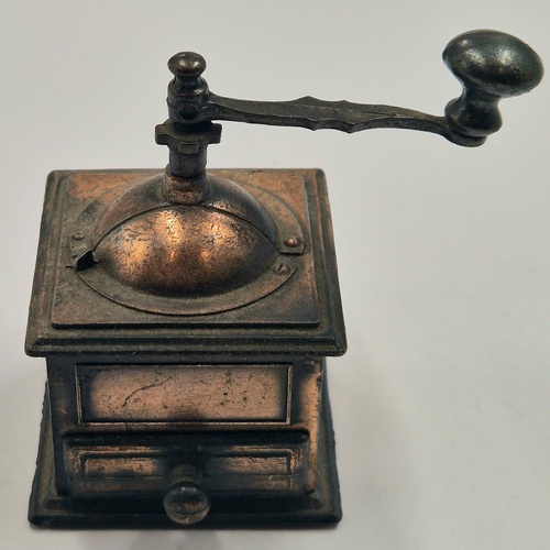 Antique Metal Pencil Sharpener Coffee Grinder Style Miniature Collectible Desk Decor