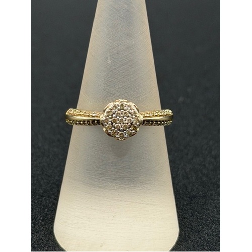 Ladies 9ct Yellow Gold Diamond Cluster Ring