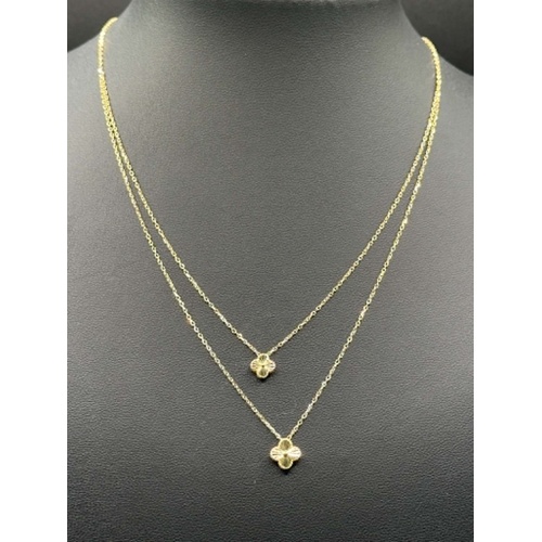 Ladies 18ct Yellow Gold Cable Link & Clover Pendant Necklace