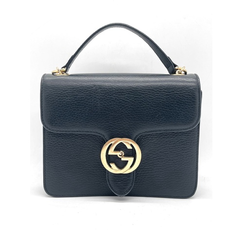 Gucci Dollar Calfskin Interlocking G Chain Shoulder Bag Small Black