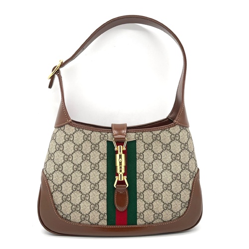 Gucci Jackie 1961 Small GG Supreme Shoulder Bag Beige Ebony