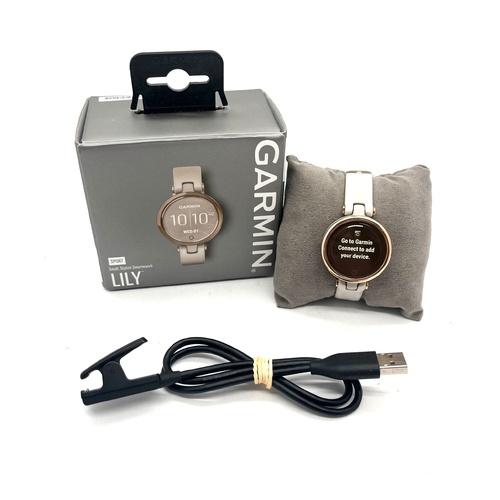 Garmin Lily Sport Edition Smartwatch in Rose Gold with Light Sand Silicone Band