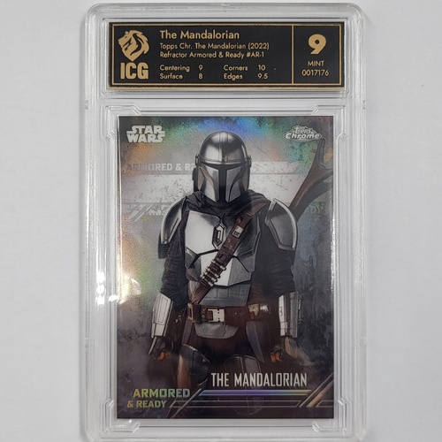 Topps Chrome The Mandalorian 2022 Armored & Ready #AR-1 Refractor ICG Mint 9 Star Wars Card