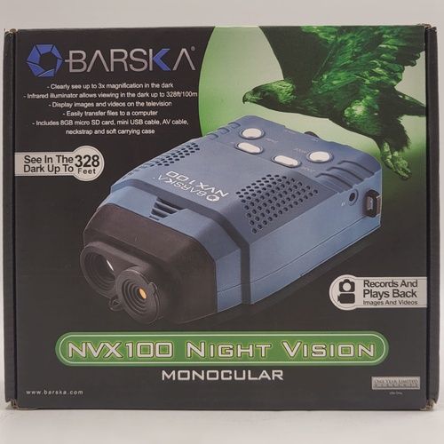 BARSKA NVX100 Night Vision Monocular Infrared IR Scope Green Lens Portable Viewer