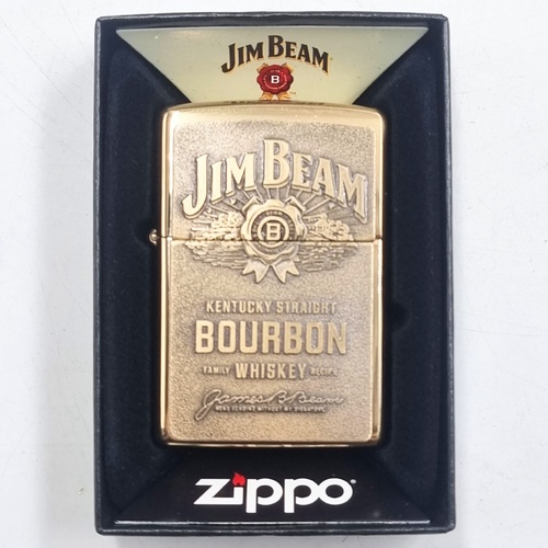 Zippo Jim Beam Windproof Pocket Lighter Refillable Metal Collectible Lighter