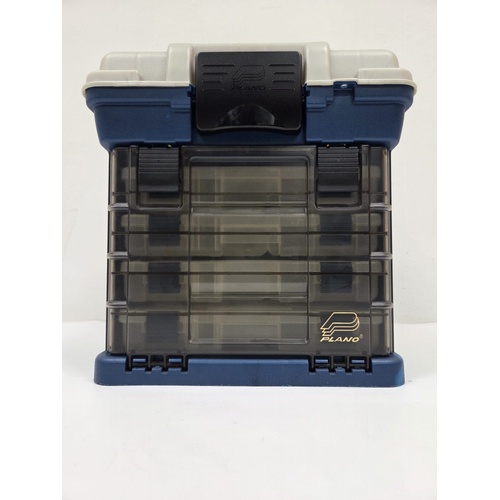 Plano 1363 Fishing Tackle Box Blue and Grey 4 Slide Out Utility Trays