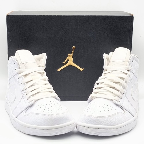 Nike Air Jordan 1 Mid Triple White 2020 Size 8 Leather 554724-130