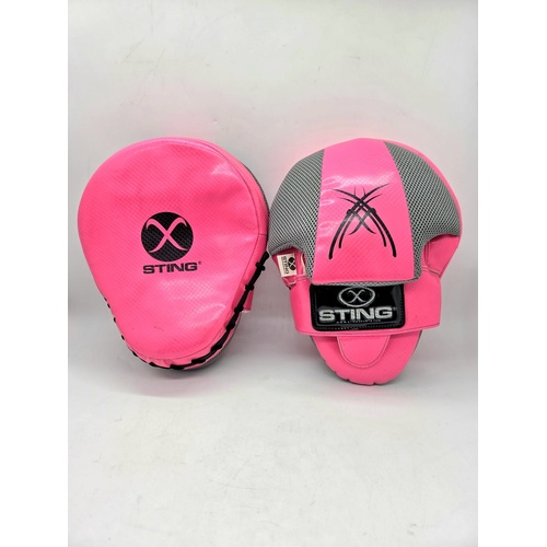 STING Boxing Focus Pads Pair Pink Curved Training Mitts MMA