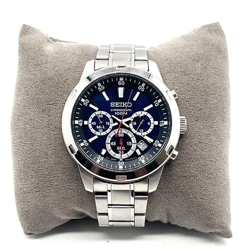Seiko 4T53-00C8 Men's Chronograph Blue Dial Stainless Steel Watch