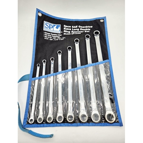 SP Tools 8pc SAE Extra Long Double Ring Geardrive Spanner Set SP10468