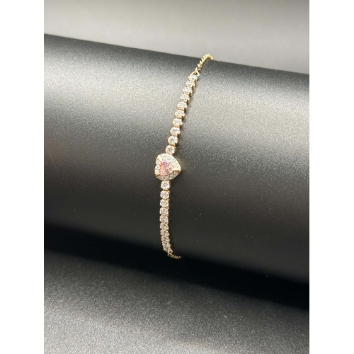 Ladies Stainless Steel Rose Gold Finish Swarovski Tennis Bracelet